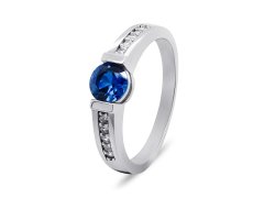 Brilio Silver Okouzlující stříbrný prsten s modrým zirkonem RI022W 50 mm