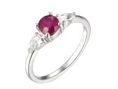 Brilio Silver Oslnivý stříbrný prsten s rubínem Precious Stone SR09031C 50 mm