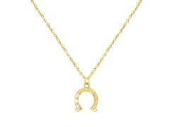Brilio Silver Pozlacený náhrdelník pro štěstí Podkova NCL66Y (řetízek, přívěsek)