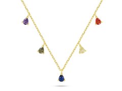 Brilio Silver Pozlacený náhrdelník s barevnými zirkony NCL137Y