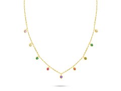 Brilio Silver Pozlacený náhrdelník s barevnými zirkony NCL60Y