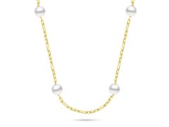 Brilio Silver Pozlacený náhrdelník s Majorica perlami NCL140Y