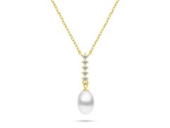 Brilio Silver Překrásný pozlacený náhrdelník s pravou perlou NCL130Y