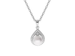 Brilio Silver Překrásný stříbrný náhrdelník s pravou perlou MP05320A (řetízek, přívěsek)