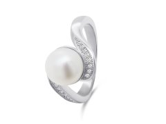Brilio Silver Půvabný stříbrný prsten s pravou perlou RI061W 48 mm