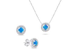 Brilio Silver Půvabný stříbrný set šperků s opály SET225WB (náušnice, náhrdelník)