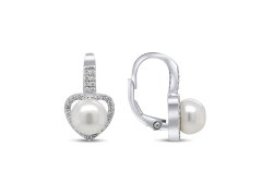 Brilio Silver Romantické stříbrné náušnice s perlou a zirkony EA95