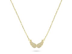 Brilio Silver Něžný pozlacený náhrdelník Andělská křídla NCL84Y
