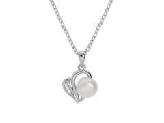 Brilio Silver Romantický stříbrný náhrdelník s pravou perlou SPD0721A (řetízek, přívěsek)
