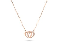 Brilio Silver Slušivý bronzový náhrdelník srdce se zirkony NCL83R