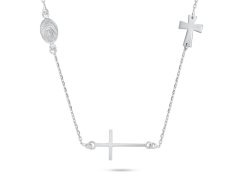 Brilio Silver Slušivý stříbrný náhrdelník s křížem NCL108W