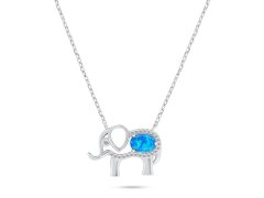 Brilio Silver Slušivý stříbrný náhrdelník s opálem Slon NCL133WB