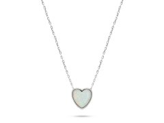 Brilio Silver Slušivý stříbrný náhrdelník Srdce s opálem NCL74W