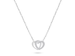 Brilio Silver Slušivý stříbrný náhrdelník srdce se zirkony NCL83W