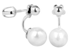 Brilio Silver Stříbrné náušnice se syntetickou perlou 2v1 438 001 01786 04