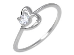 Brilio Silver Stříbrný zásnubní prsten s krystalem Srdce 426 001 00535 04 50 mm