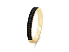 Brilio Silver Třpytivý pozlacený prsten s černými zirkony RI058Y 50 mm