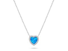 Brilio Silver Třpytivý stříbrný náhrdelník Srdce s opálem NCL134WB