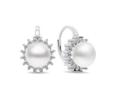 Brilio Silver Úchvatné stříbrné náušnice s perlami a zirkony EA418W