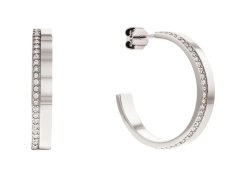 Calvin Klein Elegantní ocelové náušnice s krystaly Minimal Linear 35000163