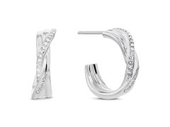 Calvin Klein Moderní ocelové náušnice kruhy Crystallized Weave 35000578