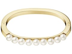 Calvin Klein Pevný pozlacený náramek s perličkami Circling KJAKJD14010 5,4 x 4,3 cm - XS