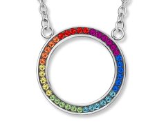 CRYSTalp Barevný ocelový náhrdelník s krystaly Rainbow Chakra 30394.MLT.E