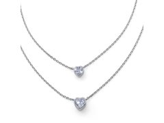 CRYSTalp Dvojitý stříbrný náhrdelník Srdce s krystaly 30527.S
