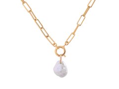 Decadorn Elegantní pozlacený náhrdelník s pravou perlou Sea Chunky