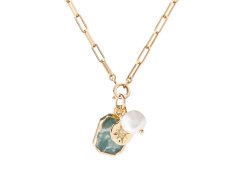 Decadorn Pozlacený náhrdelník s achátem a perlou Chunky