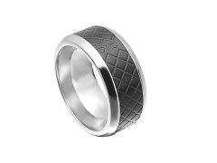 Dici Milano Černý vzorovaný prsten z oceli DCRG501502 64 mm