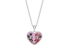 Disney Romantický stříbrný náhrdelník Minnie and Mickey Mouse (řetízek, přívěsek)
