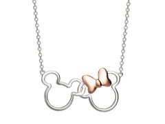 Disney Slušivý stříbrný bicolor náhrdelník Mickey and Minnie Mouse N902594TL-18