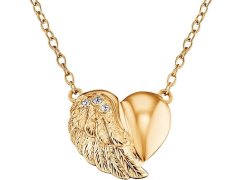 Engelsrufer Pozlacený stříbrný náhrdelník Srdce s křídlem a zirkony ERN-LILHW-G