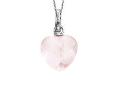 Engelsrufer Romantický stříbrný náhrdelník s růženínem ERN-HEART-RQ (řetízek, přívěsek)