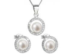 Evolution Group Luxusní stříbrná souprava s pravými perlami Pavona 29023.1 (náušnice, řetízek, přívěsek)