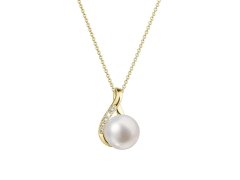 Evolution Group Luxusní zlatý náhrdelník s pravou perlou a brilianty 92PB00029