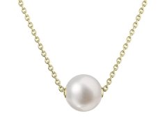 Evolution Group Pozlacený dámský náhrdelník s pravou říční perlou 22047.1