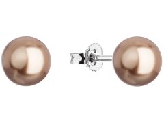 Evolution Group Slušivé náušnice pecky se syntetickými perlami 71143.3 bronze
