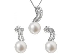 Evolution Group Souprava stříbrných šperků s pravými perlami Pavona 29037.1 (náušnice, řetízek, přívěsek)
