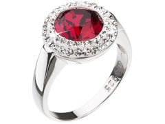 Evolution Group Stříbrný prsten s červeným krystalem Swarovski 35026.3 52 mm