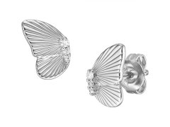Fossil Slušivé stříbrné náušnice Butterflies s krystaly JFS00621040