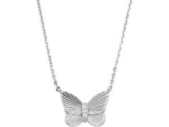 Fossil Slušivý stříbrný náhrdelník Butterflies s krystaly JFS00619040