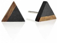 Gravelli Peckové náušnice z betonu a dřeva Triangle Wood GJEWWOA003UN