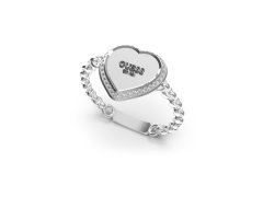 Guess Nápaditý ocelový prsten se srdíčkem Fine Heart JUBR01429JWRH 52 mm