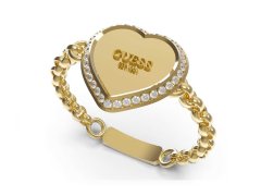 Guess Nápaditý pozlacený prsten se srdíčkem Fine Heart JUBR01429JWYG 54 mm