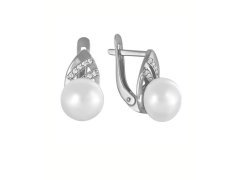 JVD Elegantní stříbrné náušnice se zirkony a perlami SVLE0992XH2P100