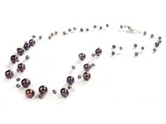 JwL Luxury Pearls Náhrdelník z levitujících tmavých pravých perel JL0325