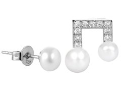 JwL Luxury Pearls Asymetrické perlové náušnice se zirkony JL0415