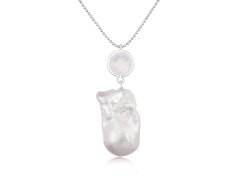 JwL Luxury Pearls Dlouhý ocelový náhrdelník s pravou barokní megaperlou JL0709